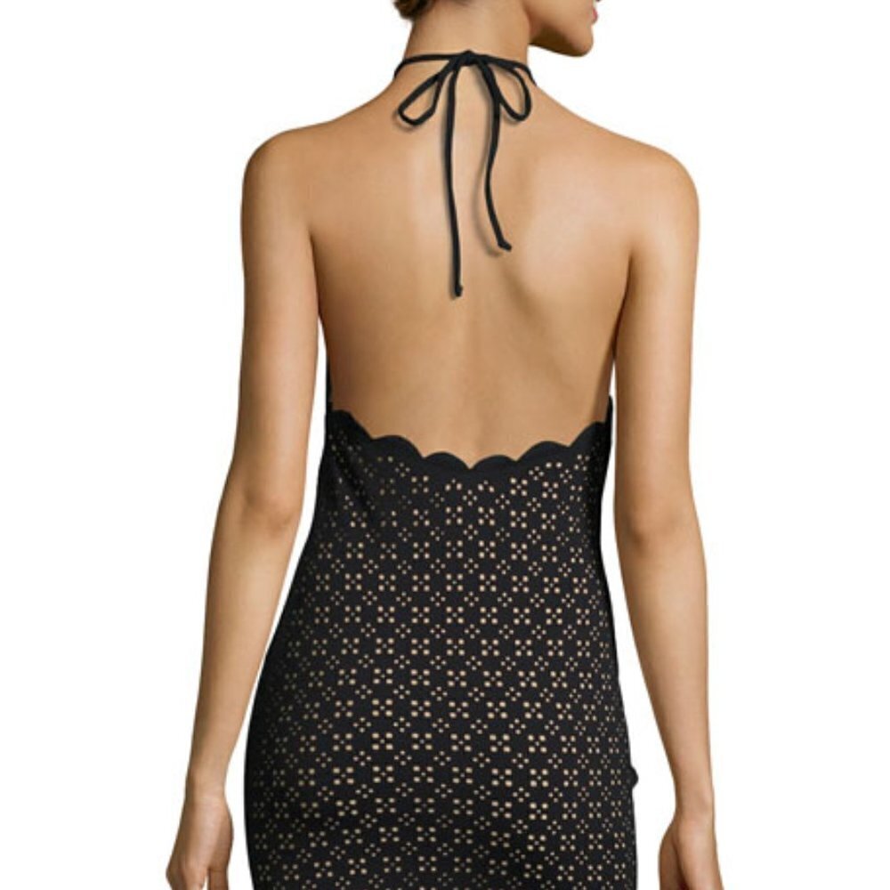 Marysia Swim Mott Scalloped Lace Halter Mini Dress I Size S